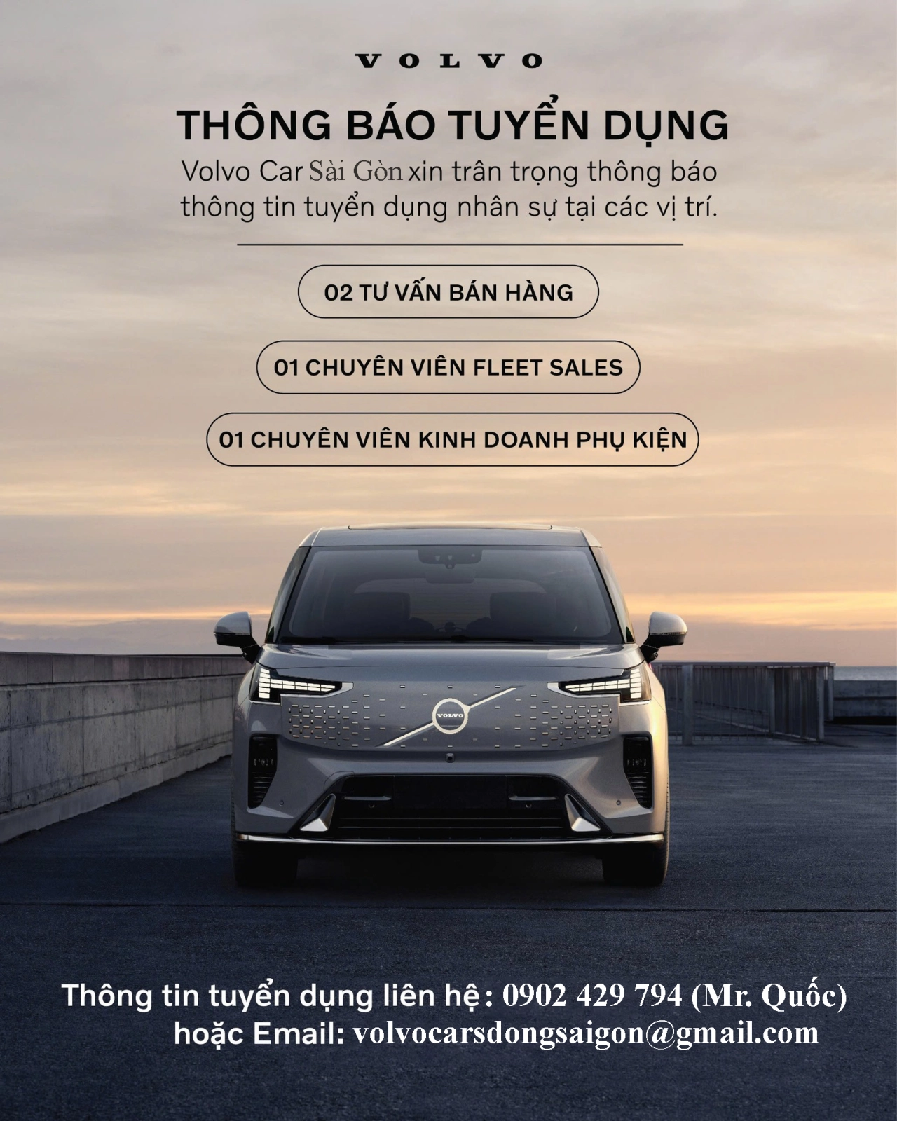 VOLVO CAR ĐÔNG SAIGON TUYỂN DỤNG NHÂN SỰ