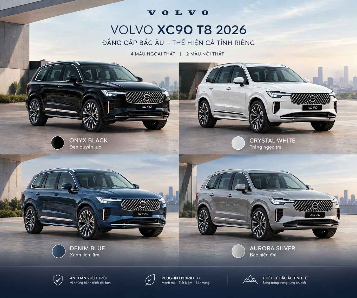 Volvo XC90 T8 sẵn giao những màu nào?
